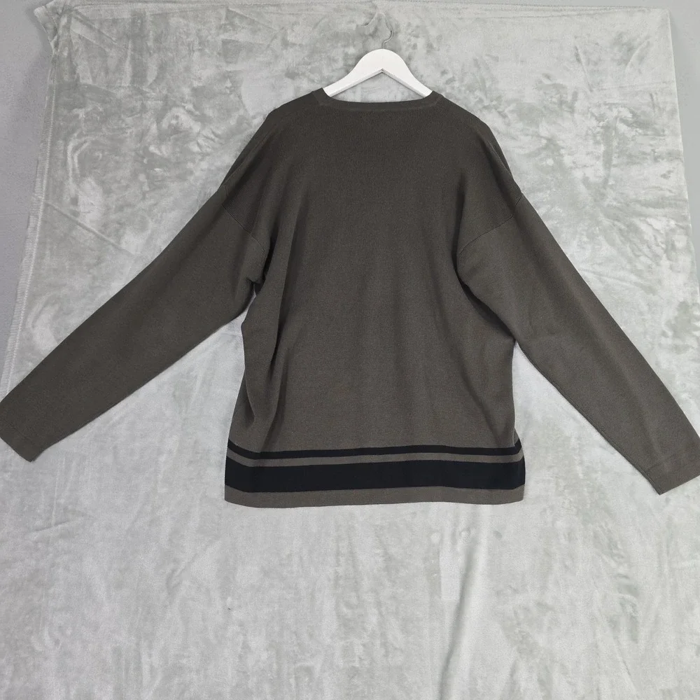 Pure Stuff Mens VTG Striped Vneck Sweater XL Brown Black Grunge 90s‎ Skater Y2K